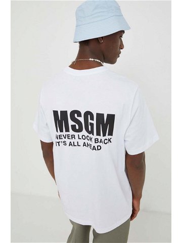 Bavlněné tričko MSGM bílá barva s potiskem 3640MM130 247002