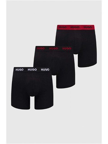 Boxerky HUGO 3-pack pánské černá barva 50503079
