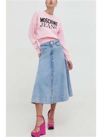 Džínová sukně Moschino Jeans midi áčková