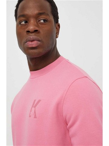 Mikina Karl Lagerfeld pánská růžová barva hladká