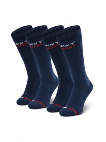 Tommy Jeans Sada 2 párů vysokých ponožek unisex 701218957 Tmavomodrá
