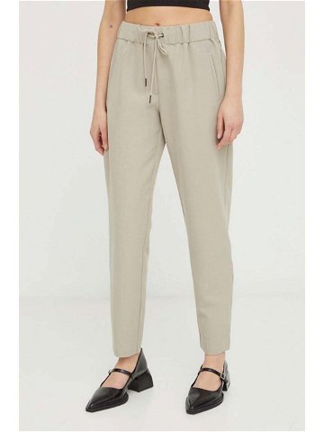 Kalhoty Bruuns Bazaar dámské béžová barva high waist