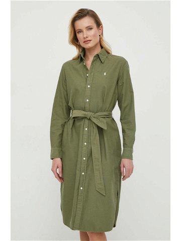 Bavlněné šaty Polo Ralph Lauren zelená barva mini 211928808