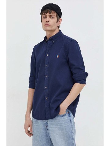 Bavlněná košile PS Paul Smith tmavomodrá barva regular s límečkem button-down