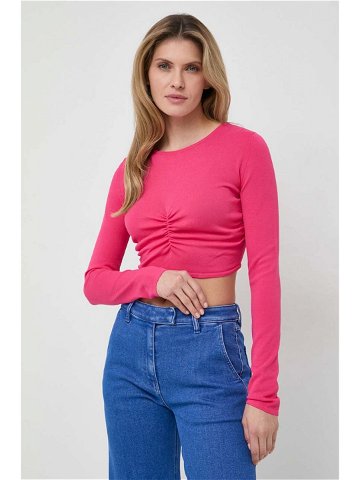 Tričko s dlouhým rukávem Liviana Conti růžová barva F4SA05