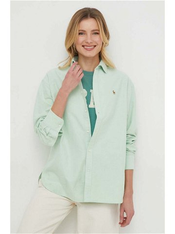 Bavlněná košile Polo Ralph Lauren zelená barva relaxed s klasickým límcem 211931064