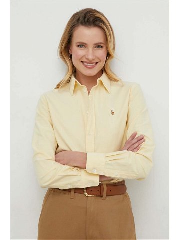 Bavlněná košile Polo Ralph Lauren žlutá barva relaxed s klasickým límcem 211932521