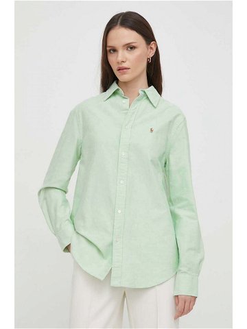 Bavlněná košile Polo Ralph Lauren zelená barva relaxed s klasickým límcem 211932521