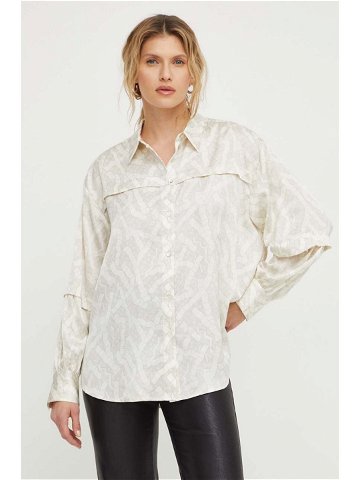 Košile Bruuns Bazaar dámská béžová barva relaxed s klasickým límcem