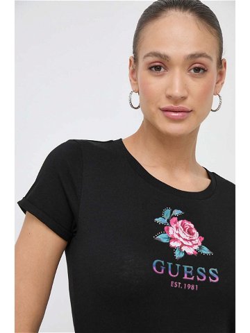 Bavlněné tričko Guess ROSE černá barva W4RI37 JA914