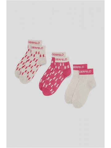 Ponožky Karl Lagerfeld 3-pack dámské růžová barva