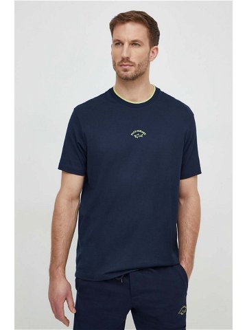 Bavlněné tričko Paul & Shark tmavomodrá barva s potiskem 24411055