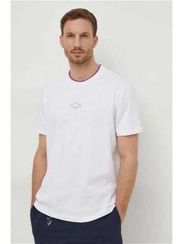 Bavlněné tričko Paul & Shark bílá barva s potiskem 24411055