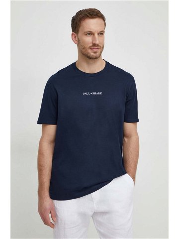 Bavlněné tričko Paul & Shark tmavomodrá barva s potiskem 24411069