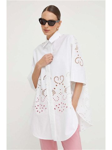 Košile Liviana Conti dámská bílá barva relaxed s klasickým límcem F4SQ10