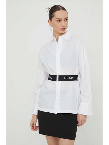 Košile HUGO dámská bílá barva relaxed s klasickým límcem 50506904