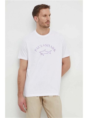 Bavlněné tričko Paul & Shark bílá barva s potiskem 24411057