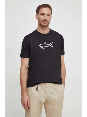 Bavlněné tričko Paul & Shark černá barva s potiskem 24411085
