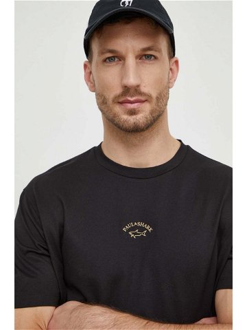 Bavlněné tričko Paul & Shark černá barva s potiskem 24411033