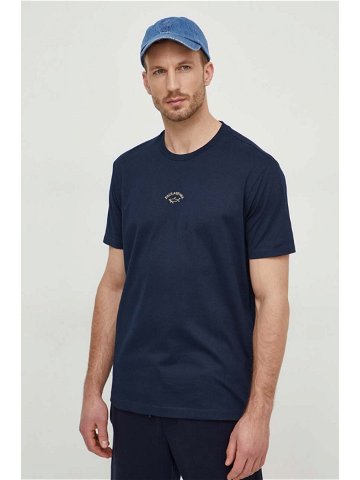 Bavlněné tričko Paul & Shark tmavomodrá barva s potiskem 24411033