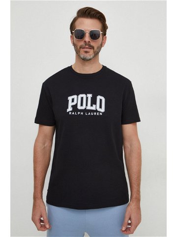 Bavlněné tričko Polo Ralph Lauren černá barva s potiskem