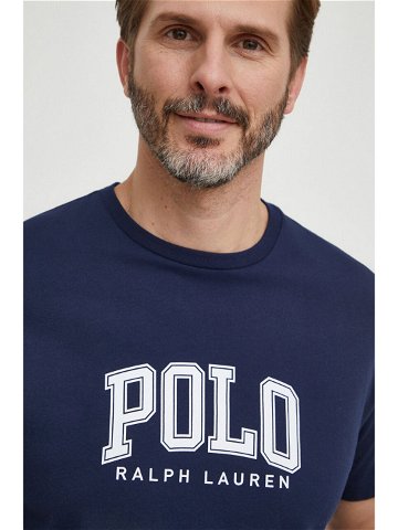Bavlněné tričko Polo Ralph Lauren tmavomodrá barva s potiskem 710934714
