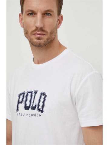 Bavlněné tričko Polo Ralph Lauren bílá barva s potiskem 710934714