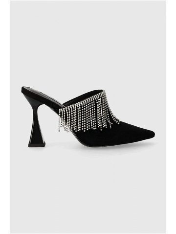 Semišové pantofle Karl Lagerfeld DEBUT II dámské černá barva na podpatku KL32004