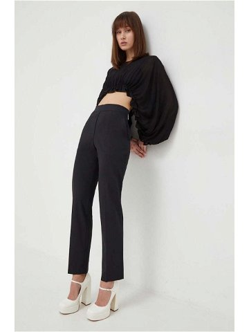 Vlněné kalhoty MSGM černá barva jednoduché high waist 3641MDP15 247200