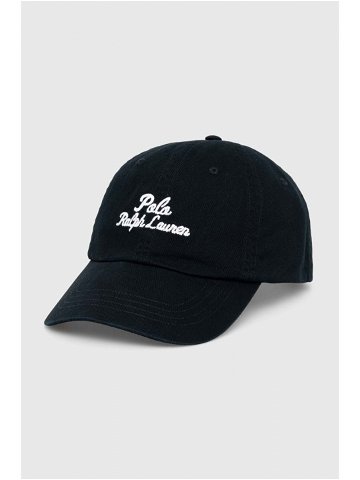 Bavlněná baseballová čepice Polo Ralph Lauren černá barva s potiskem 710936498