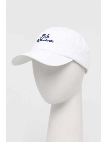 Bavlněná baseballová čepice Polo Ralph Lauren bílá barva s potiskem 710936498