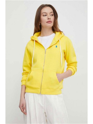Mikina Polo Ralph Lauren dámská žlutá barva s kapucí hladká