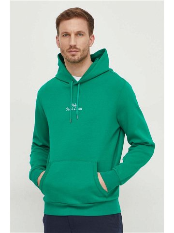 Mikina Polo Ralph Lauren pánská zelená barva s kapucí s aplikací 710936586