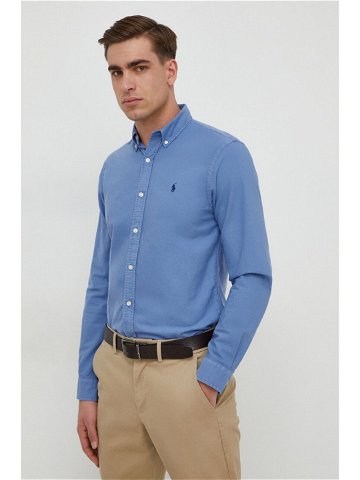 Bavlněná košile Polo Ralph Lauren slim s límečkem button-down