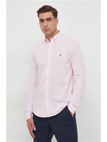 Bavlněná košile Polo Ralph Lauren růžová barva regular s límečkem button-down 710934576