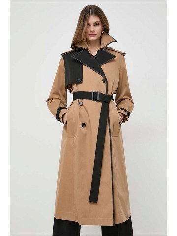 Trench kabát BOSS dámský béžová barva přechodný 50505713