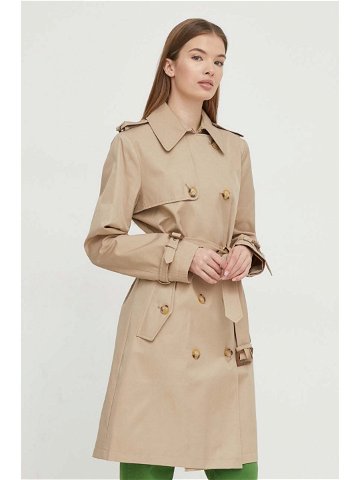 Kabát Lauren Ralph Lauren dámský béžová barva přechodný dvouřadový 297936856