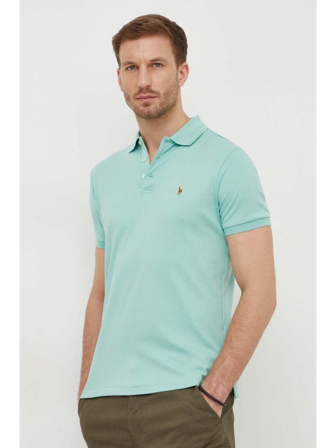 Bavlněné polo tričko Ralph Lauren zelená barva 710704319