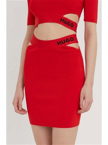Sukně HUGO červená barva mini pouzdrová 50507906