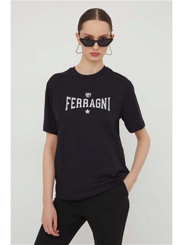 Bavlněné tričko Chiara Ferragni STRETCH černá barva 76CBHC02