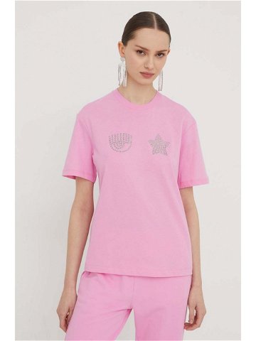 Bavlněné tričko Chiara Ferragni EYE STAR růžová barva 76CBHG01