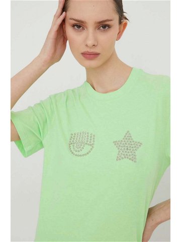 Bavlněné tričko Chiara Ferragni EYE STAR zelená barva 76CBHG01