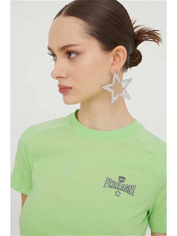 Bavlněné tričko Chiara Ferragni STRETCH zelená barva 76CBHC01