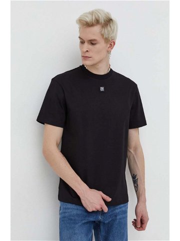 Bavlněné tričko HUGO černá barva 50505201