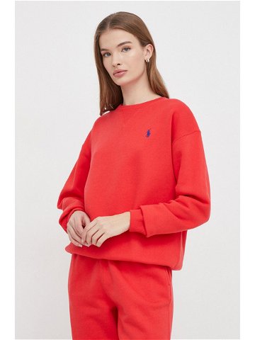 Mikina Polo Ralph Lauren dámská červená barva hladká 211943006