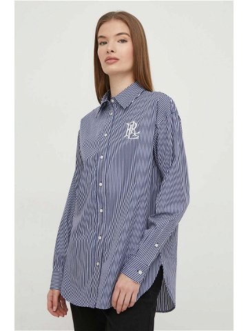 Bavlněná košile Lauren Ralph Lauren tmavomodrá barva regular s klasickým límcem 200928499
