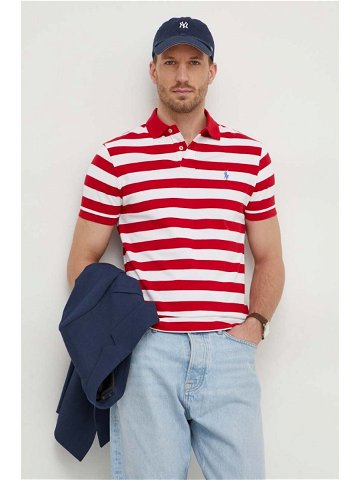 Bavlněné polo tričko Ralph Lauren červená barva 710934552