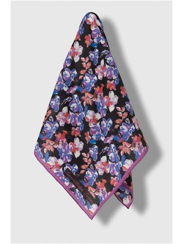 Šátek s příměsí hedvábí Lauren Ralph Lauren fialová barva 454937203