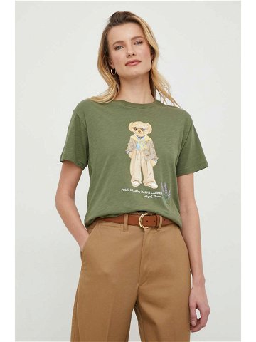 Bavlněné tričko Polo Ralph Lauren zelená barva 211924292