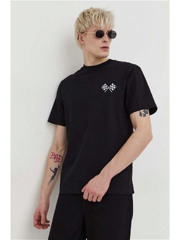Bavlněné tričko HUGO černá barva s potiskem 50508531